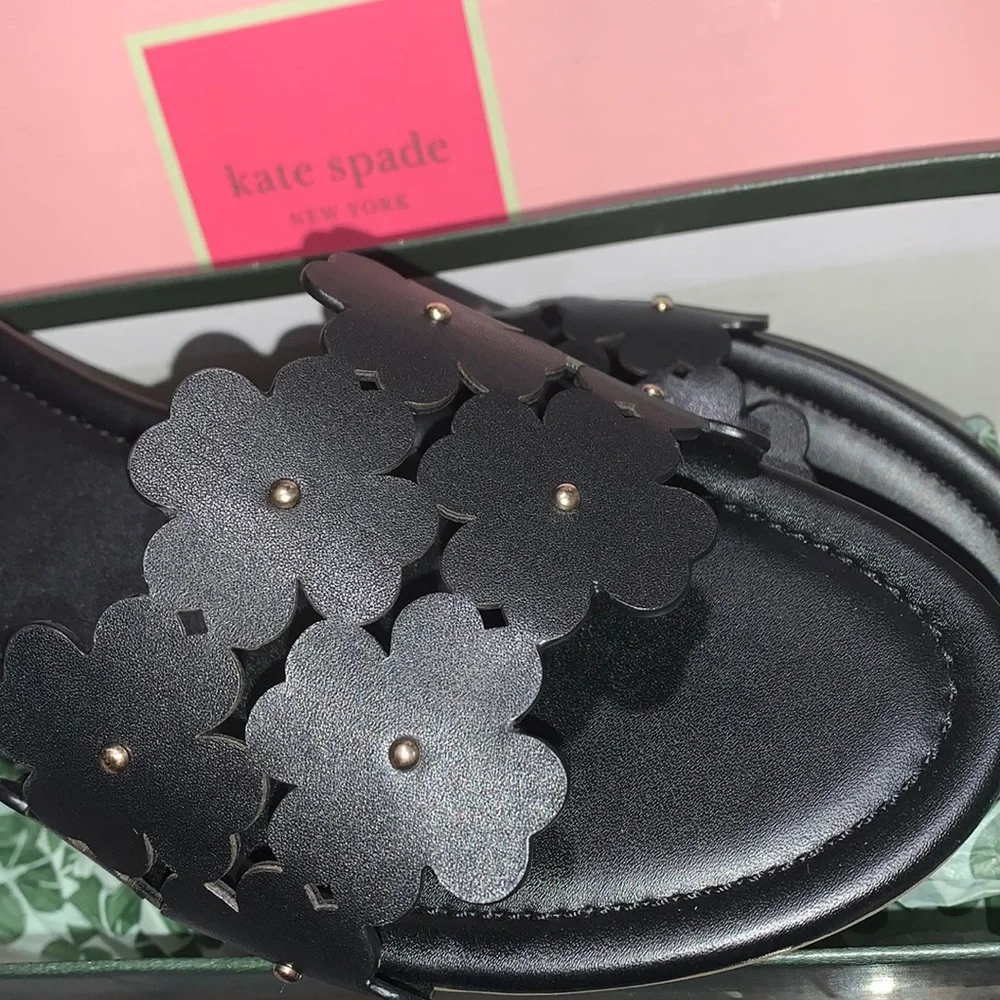 ♠️kate spade Daisy Field Sandals, Black NIB - Picture 6 of 9